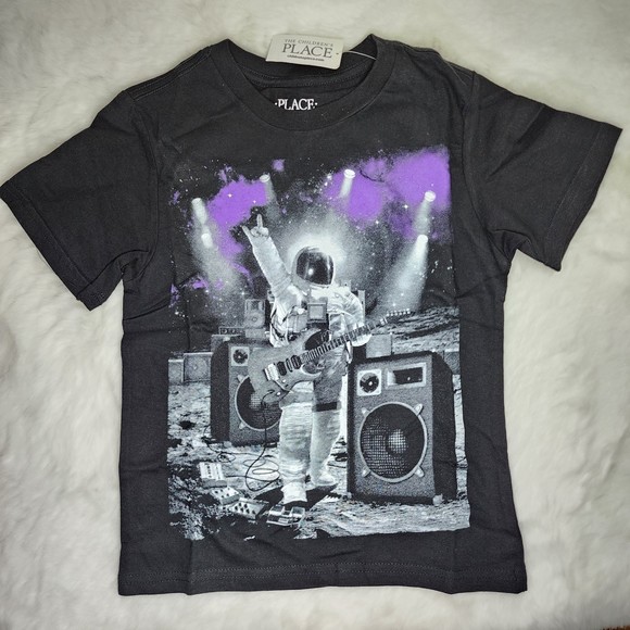 The Children's Place Black Spacesuit Rocker Short Sleeve Tee XS 4 … - Picture 1 of 4